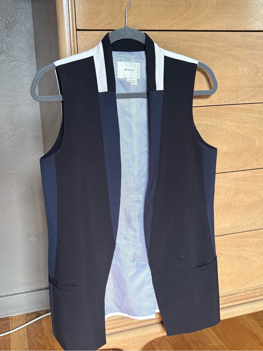 Anthropologie | Sleeveless Colorblock Vest with Ivory Trim